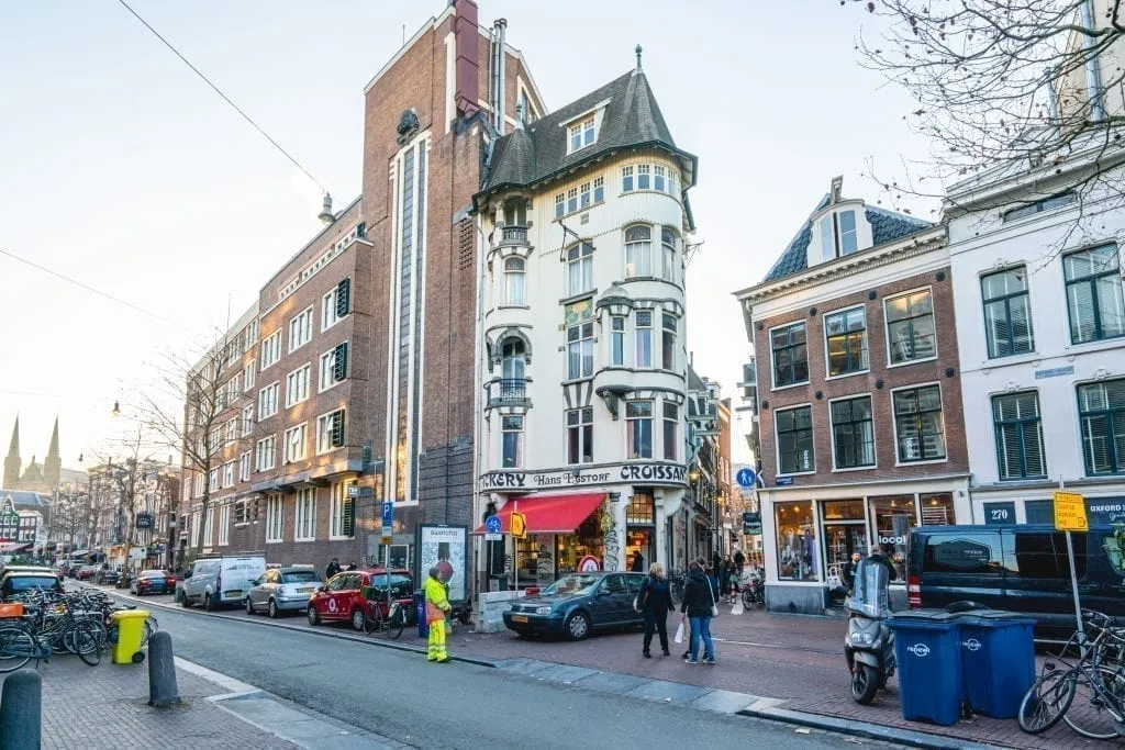 narrow buildings in the historic center of amsterdam in december