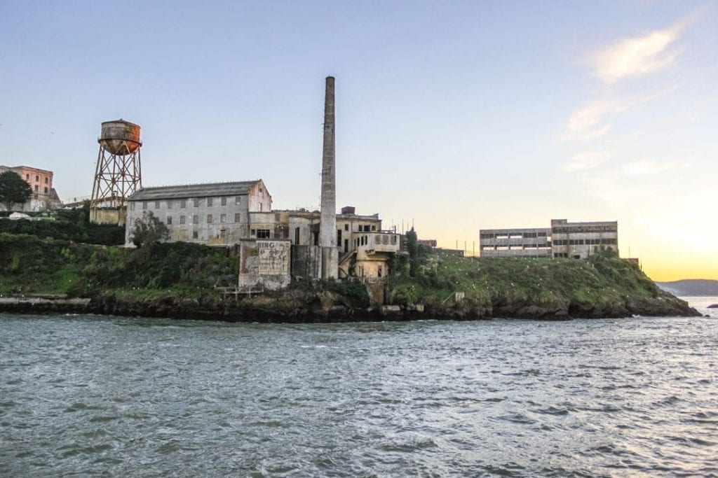 Alcatraz Island as seen from the water, seen during a long weekend in San Francisco California