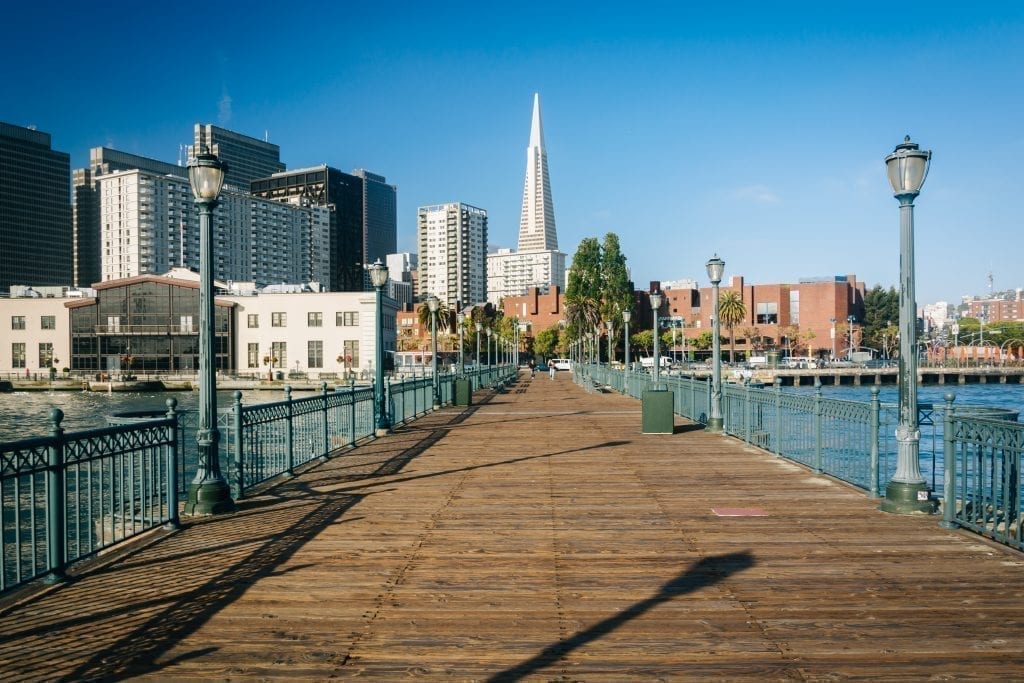 Wooden pier at the Embarcadero, a great place to stop when exploring San Francisco in 3 days