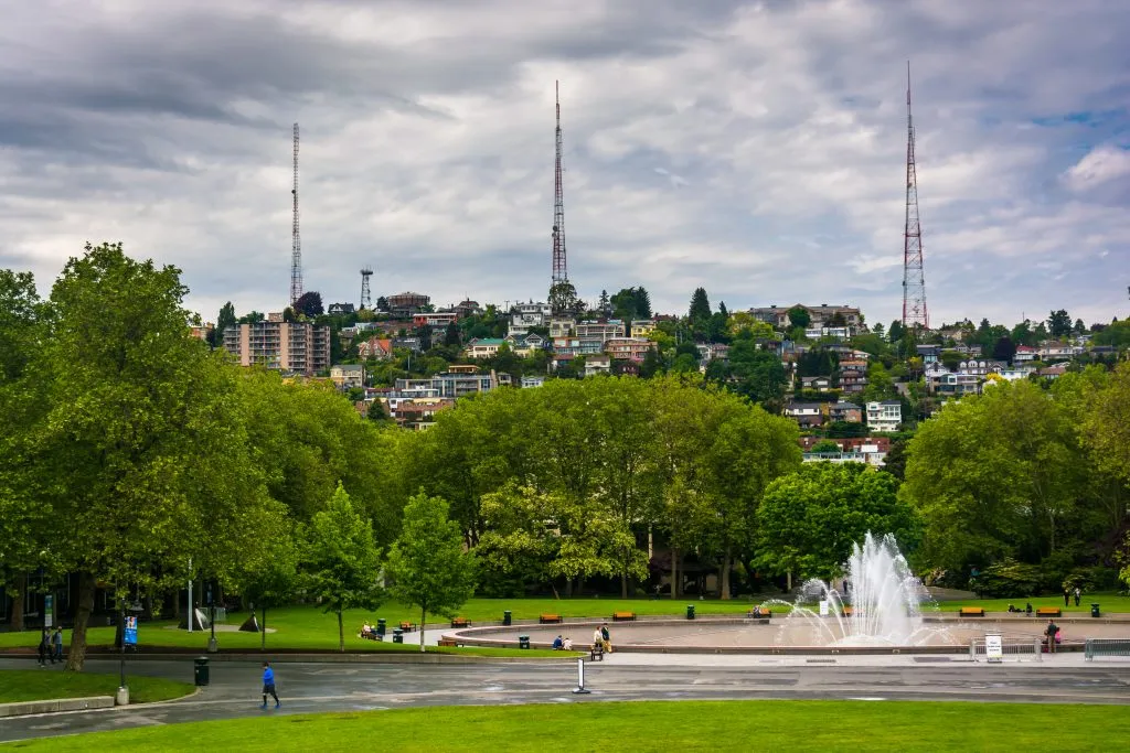 view of international fountain at seattle center, a fun stop during a long weekend in seattle wa