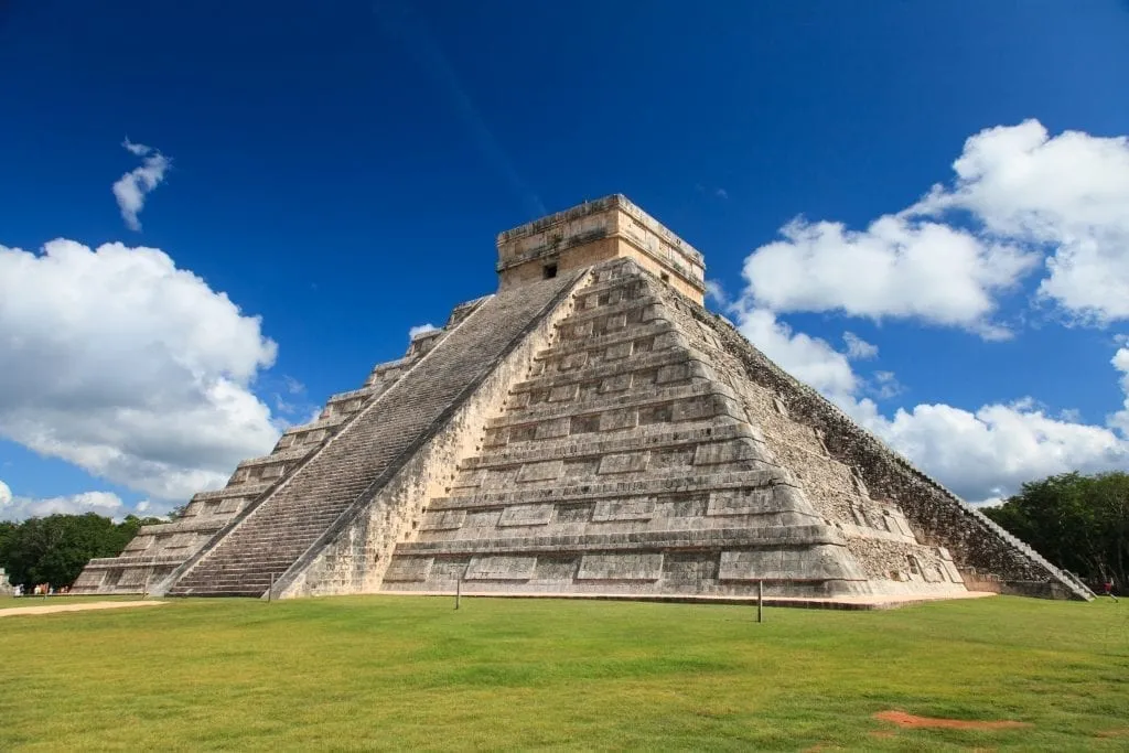 Photo of the main pyramid of Chichen Itza on Mexico Yucatan Peninsula