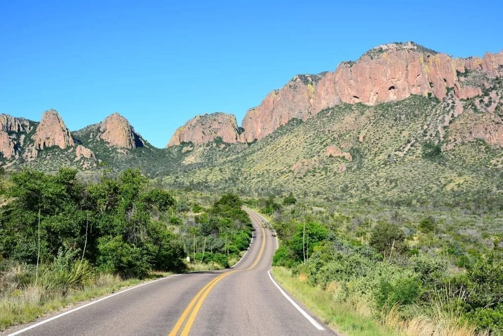 Scenic road in Big Bend National Park, one of the best Texas weekend getaways