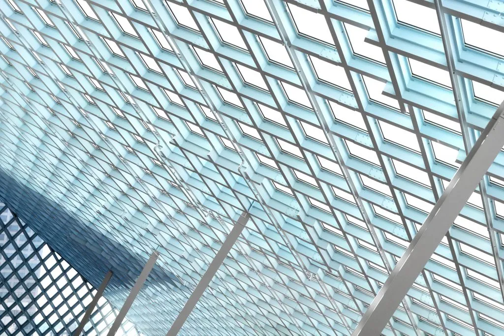 geometric glass design detail in seattle central library