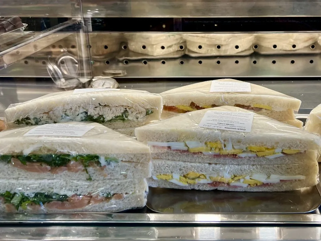 selection of tramezzino sandwiches for sale, one of the things to eat in rome italy