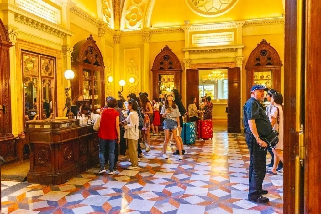 interior of santa maria novella pharmacy in florence italy