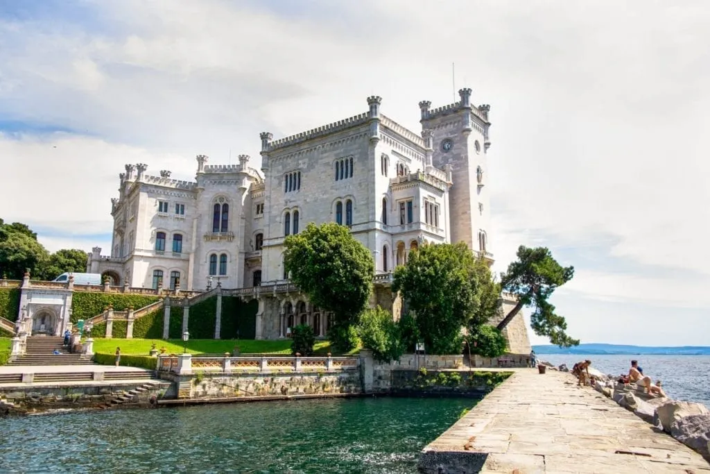 front facade of miramare castle in trieste italy, italy budget tips don't rule out spots like this