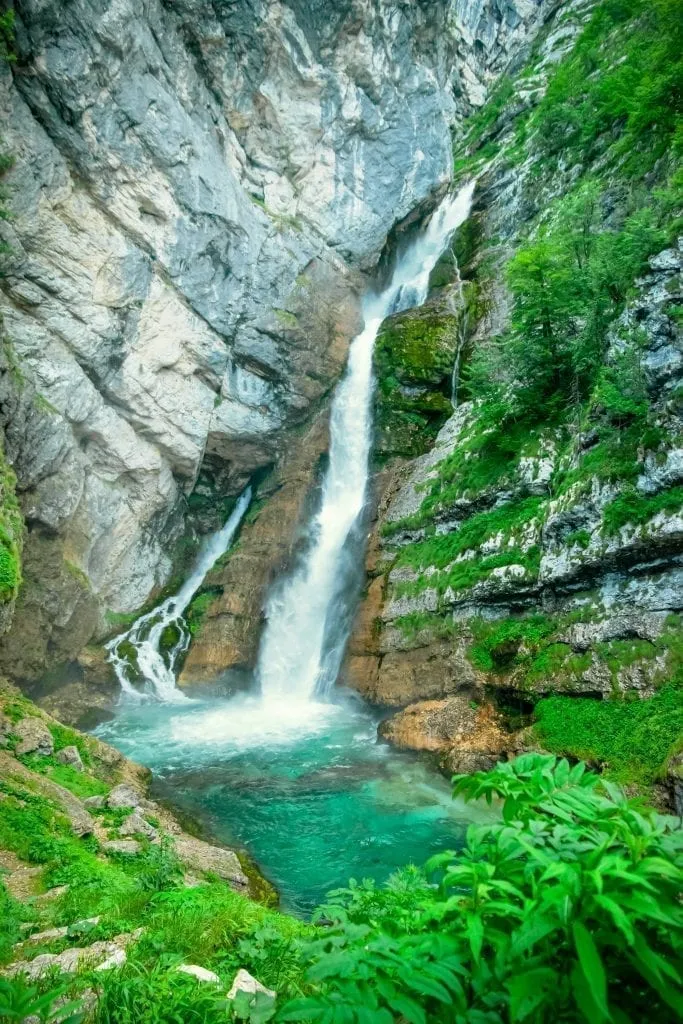 Savica Falls in Slovenia, as seen during a Slovenia itinerary