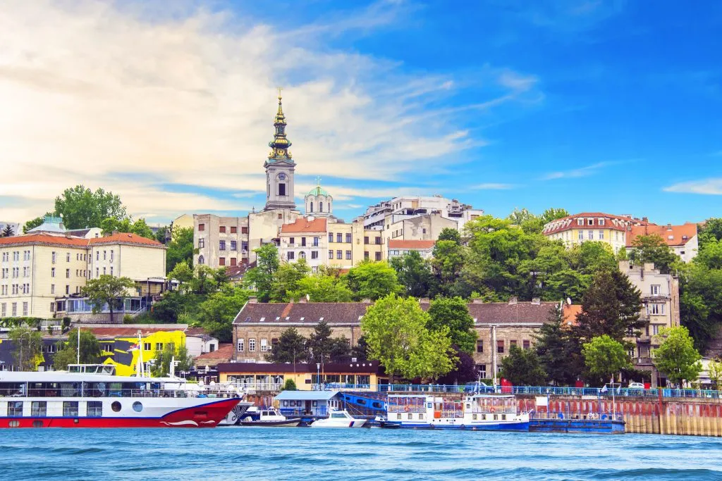 belgrade serbia as seen from across the river on a sunny day