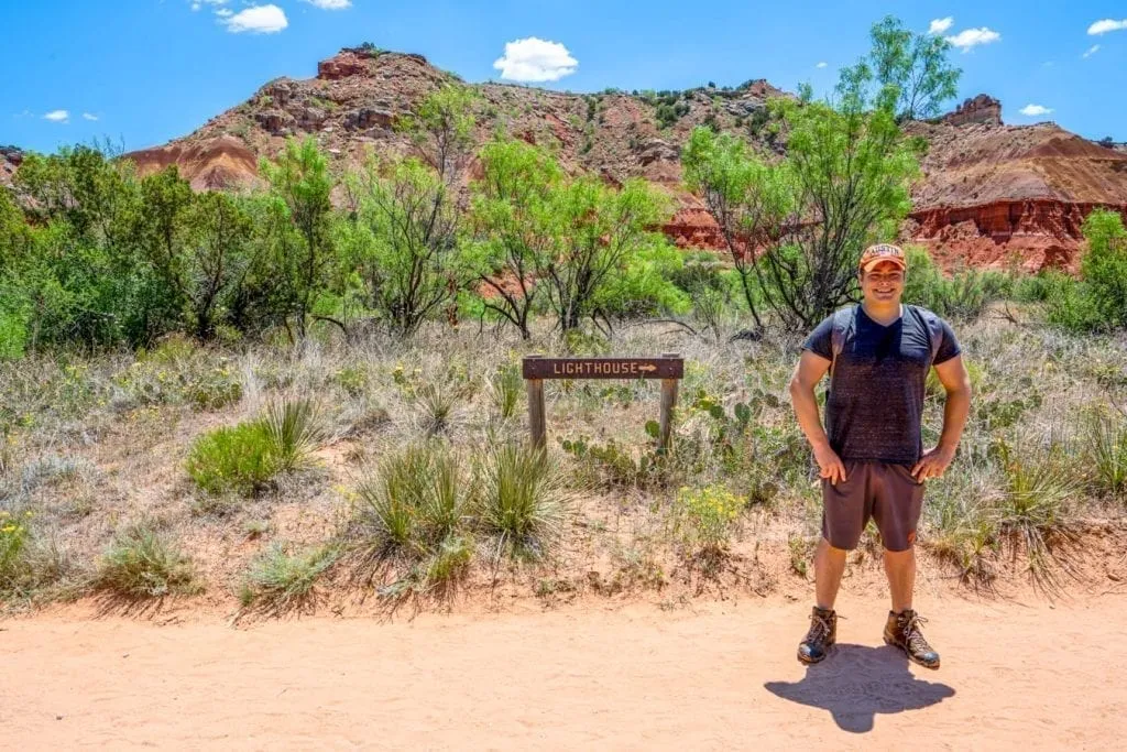 Jeremy Storm standing on a sandy section of the Lighthouse trail Palo Duro Canyon