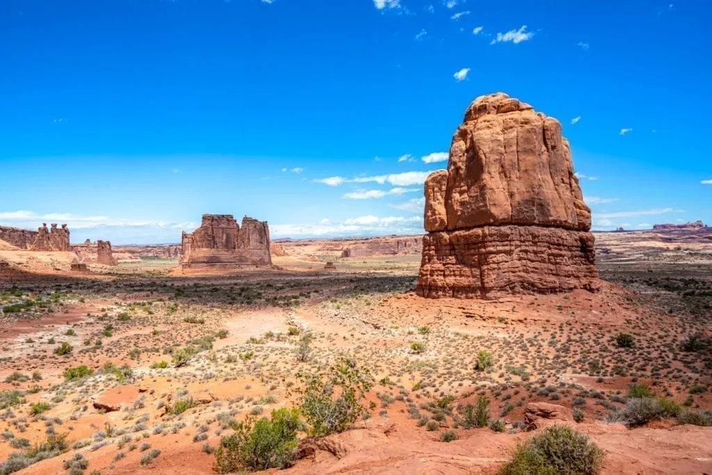 Courthouse Towers viewpoint in Arches National Park Utah
