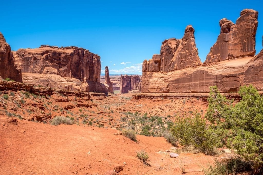 Park Avenue in Arches National Park Utah as seen from the trailhead