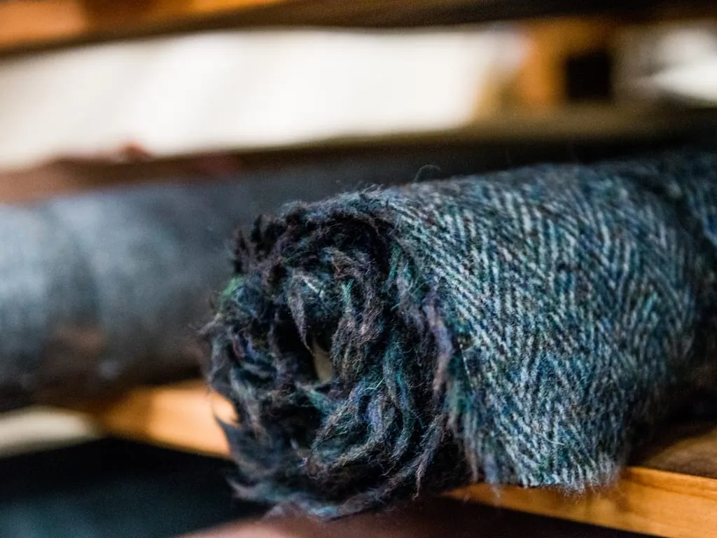 Roll of blue Donegal tweed