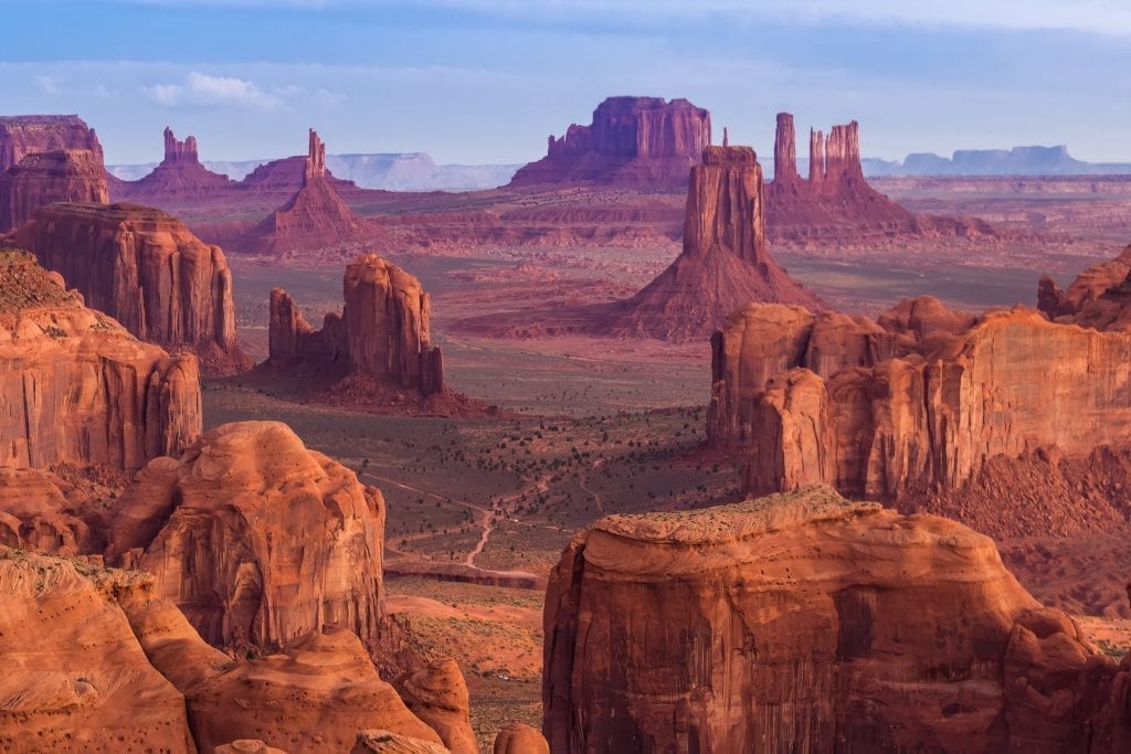 Monument Valley as seen near sunset in Navajo Nation