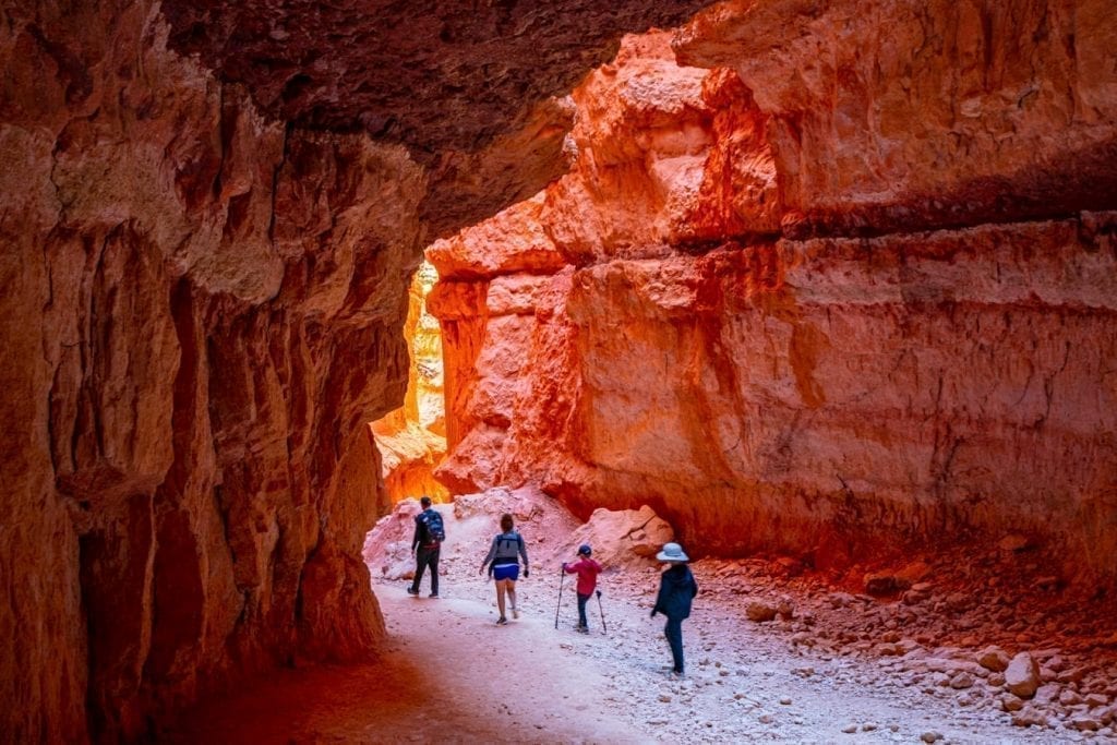 4 hikes in a line walking through Bryce Canyon Wall Street