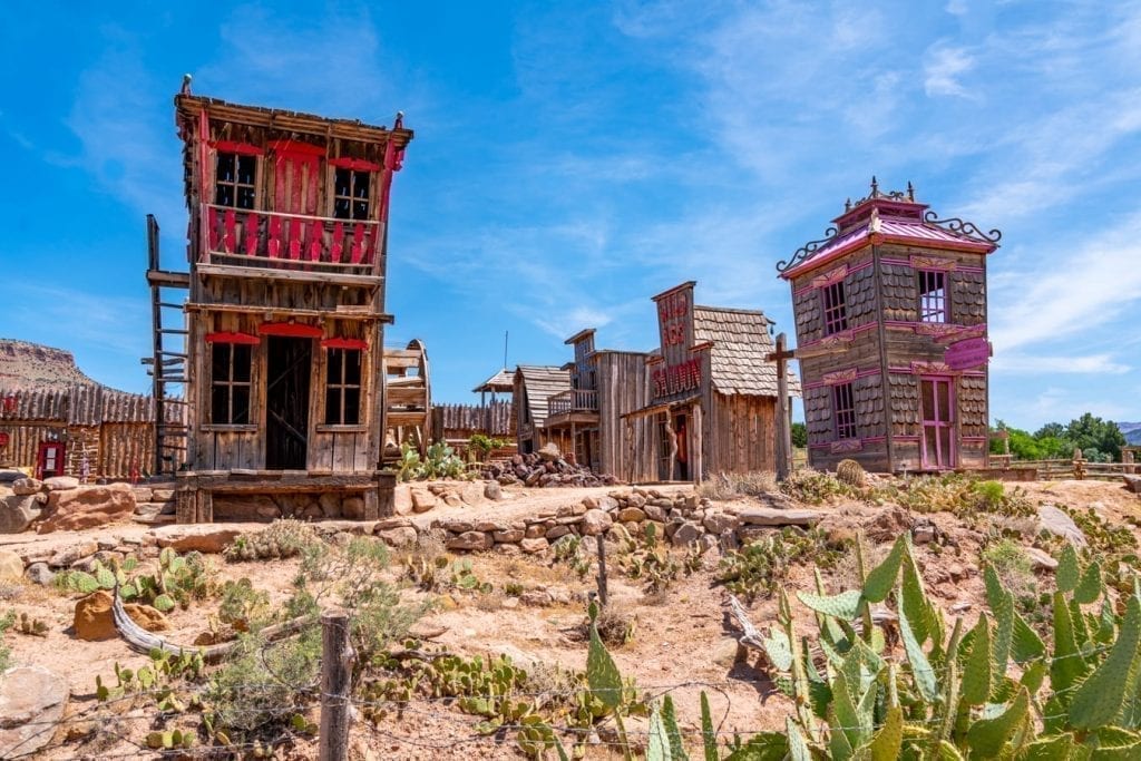 Quirky ghost town roadside attraction near Zion NP, as seen on a utah road trip