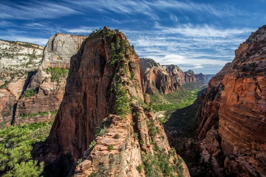 Angels Landing in Zion National Park Utah as seen from the trail