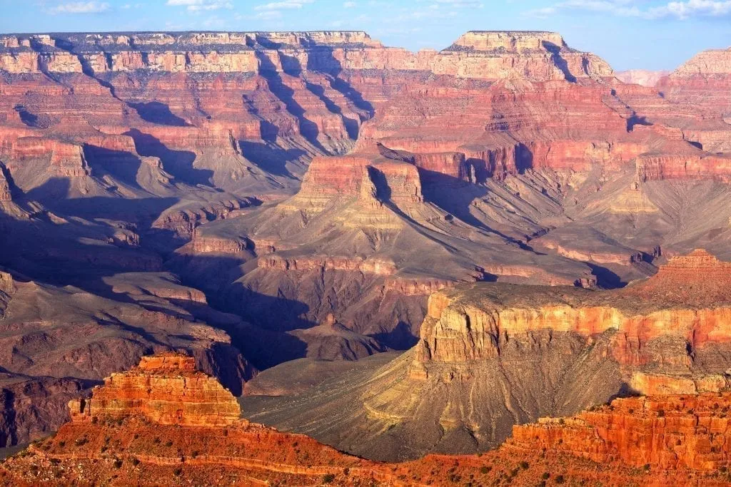 View of the Grand Canyon from the south rim near sunset. The Grand Canyon is one of the best USA travel destinations