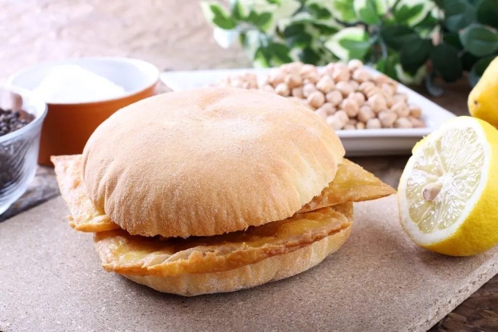 Panelle on a white bun, a typical Sicilian street food