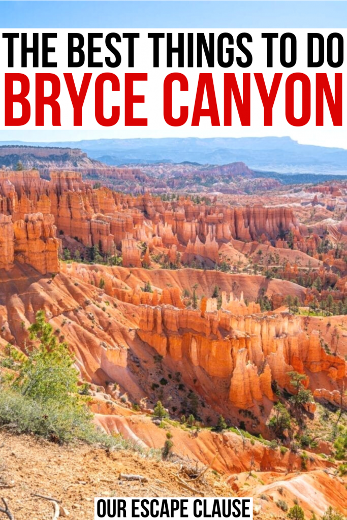 Photo of Bryce Canyon NP amphitheater from Sunset Point, black and red text on a white background reads "the best things to do bryce canyon"