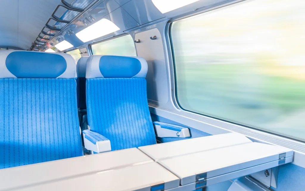 empty chairs on a french train