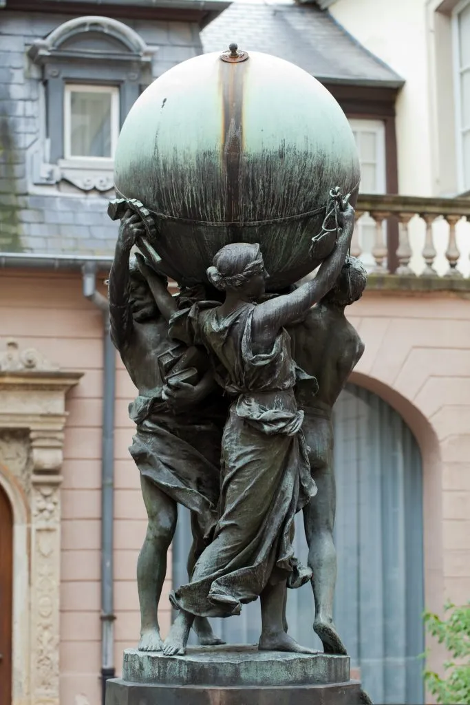 statue in the courtyard of musee bartholdi, one of the top attractions colmar france