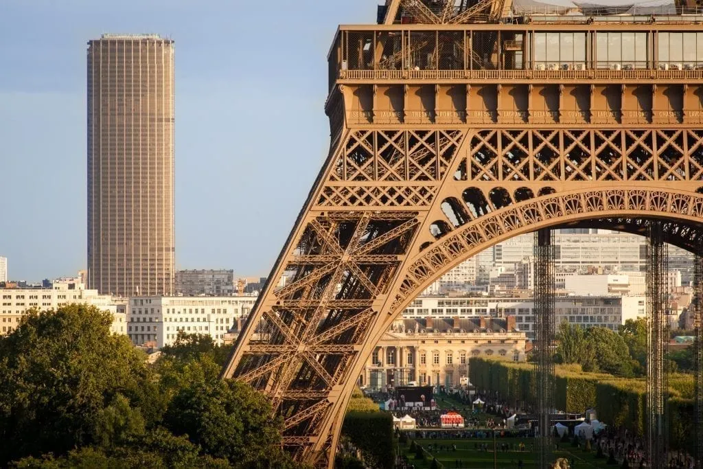 Eiffel tower with the Tour Montparnasse in the background in Paris