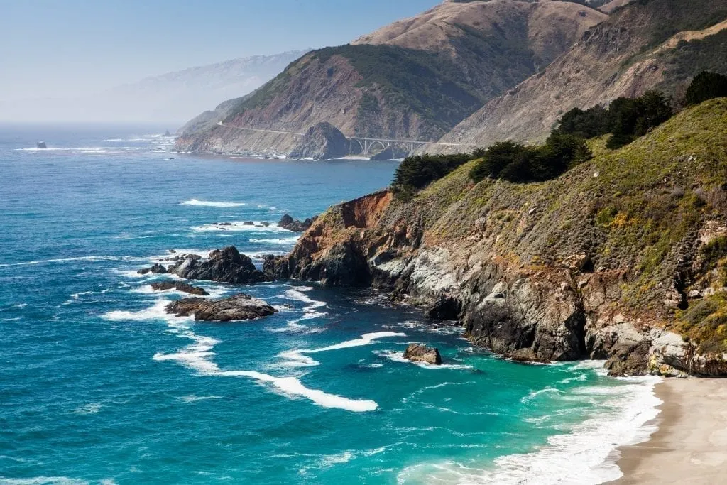 View along highway 1 pacific coast highway california with the ocean taking up most of the shot