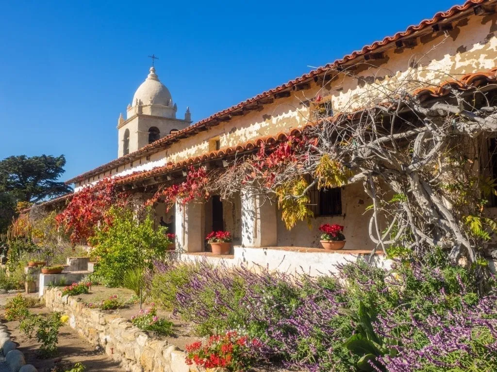 Mission covered in wildflowers located in california along the pacific coast highway