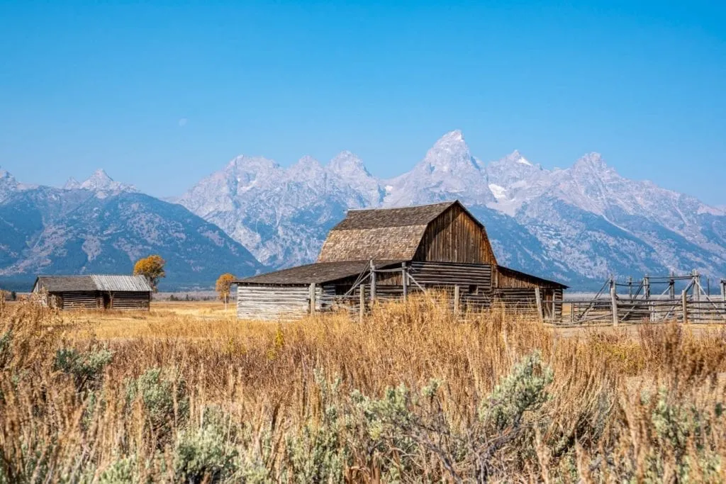 wooden barn along mormon row in grand teton np wyoming