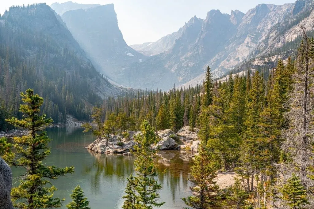 View of Dream Lake in Rocky Mountain NP, one of the most beautiful national parks in the US
