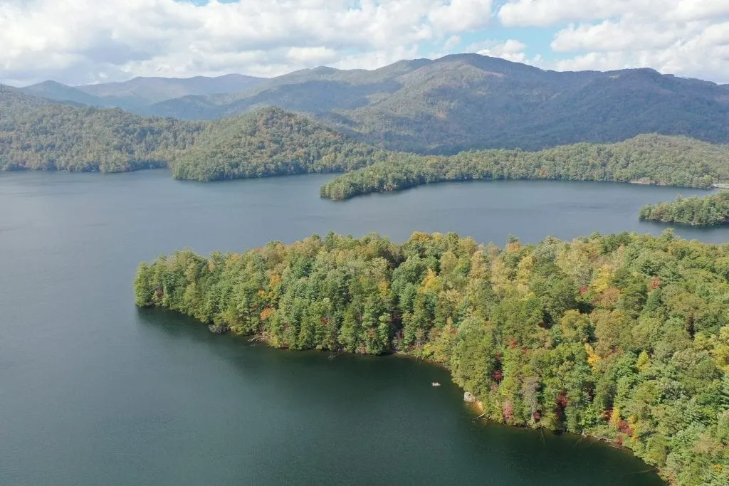 lake santeetlah north carolina as seen from above