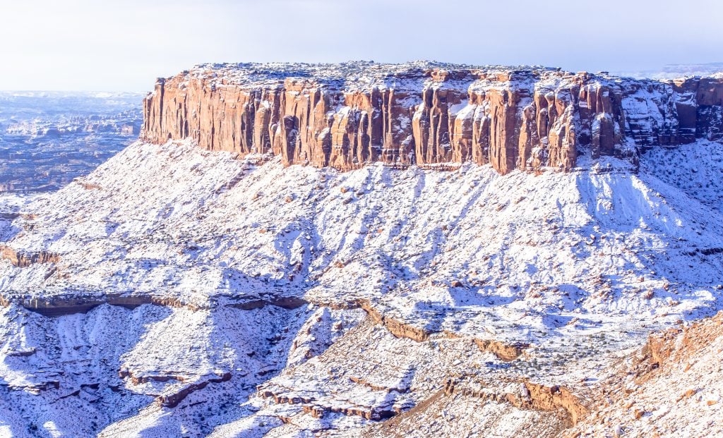 landscape of canyonlands national park snowy in winter usa