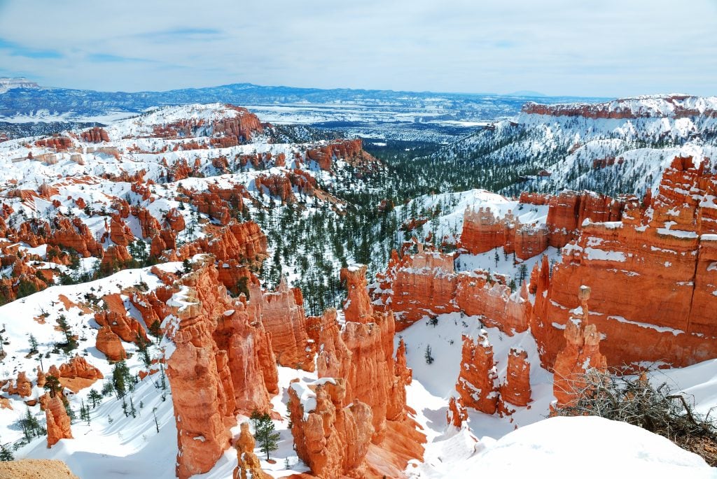 view of a snowy national park bryce canyon winter