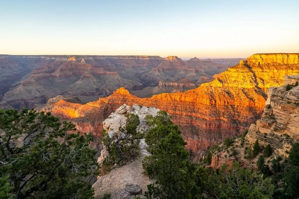 grand canyon sunset as seen from mather point