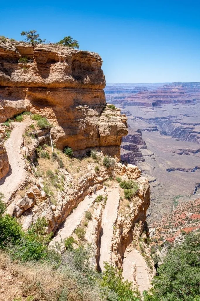 view of switchbacks on south kaibab, one of the best grand canyon hikes