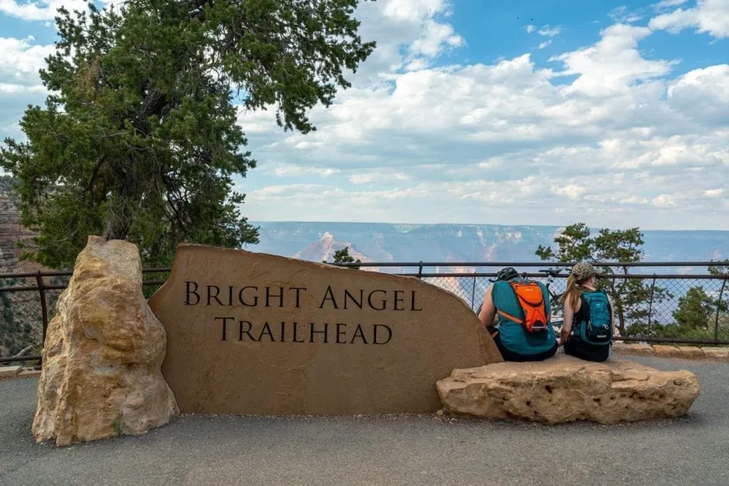sign marking the start of the bright angel trailhead in grand canyon np