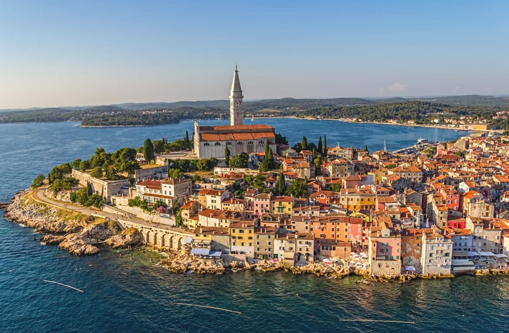 aerial view of rovinj, one of the best places to visit in croatia