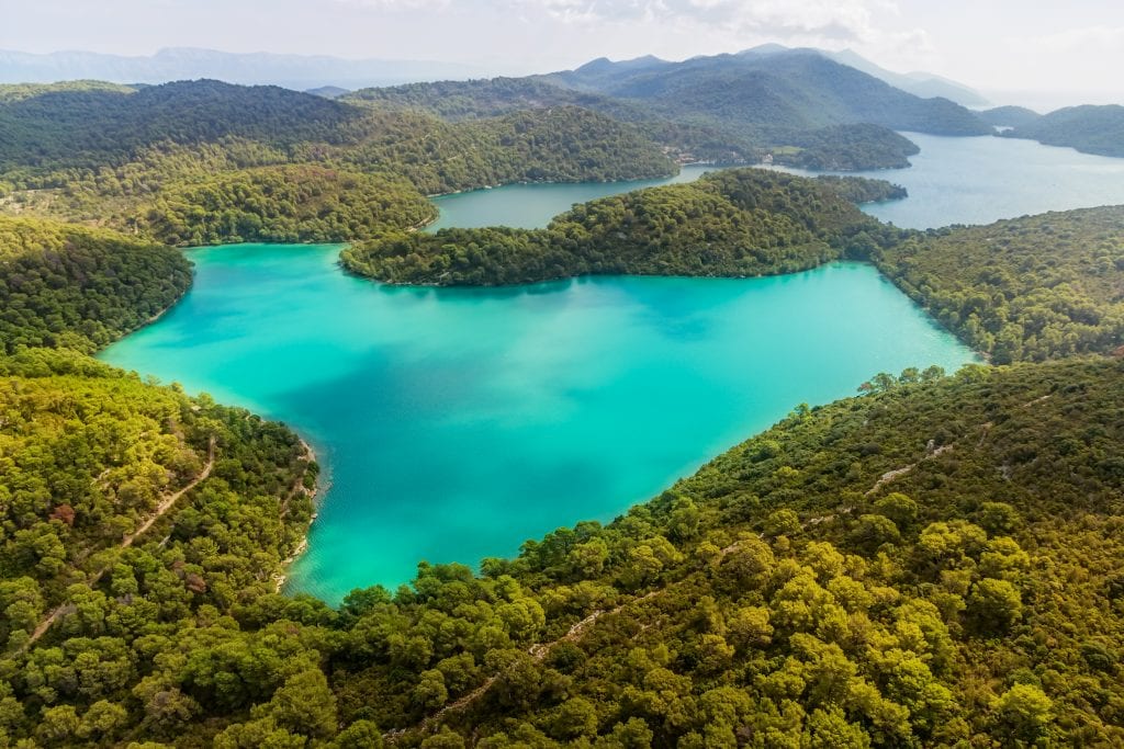 turquoise lakes of mljet national park croatia from above, one of the beautiful places in croatia to visit