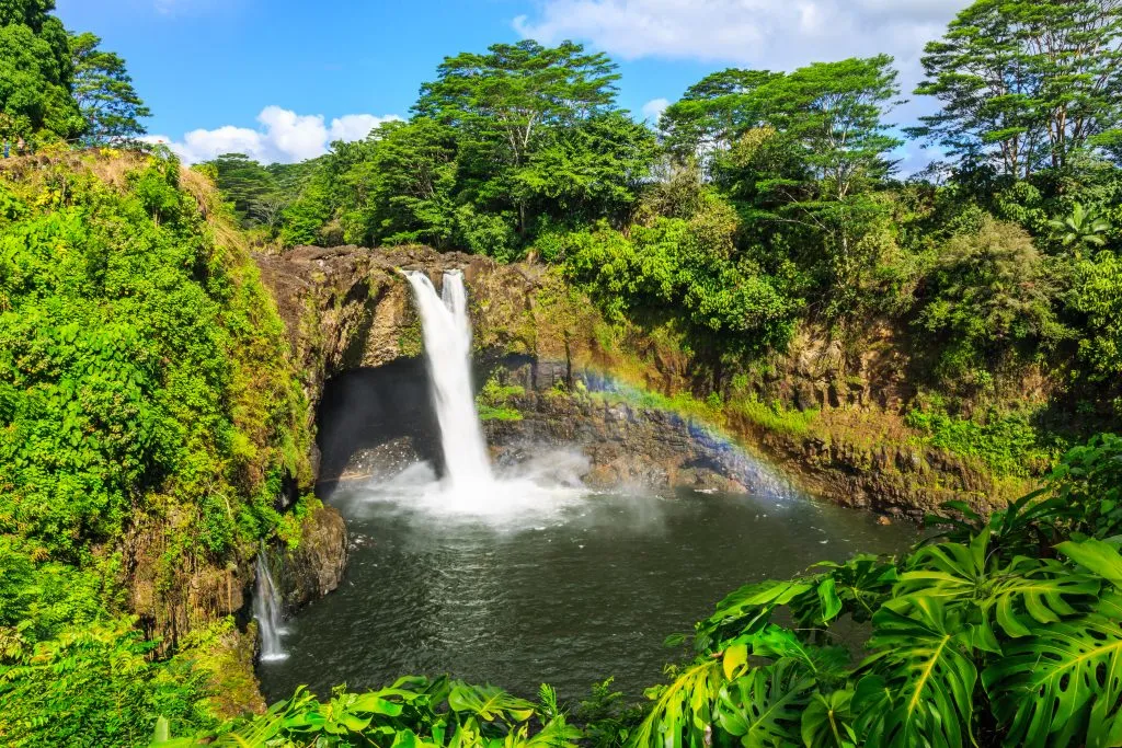 waterfall in hilo hawaii, one of the cutest small towns in america