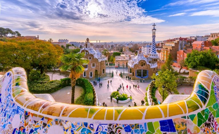 view of park guell in barcelona spain, a top europe bucket list travel destination