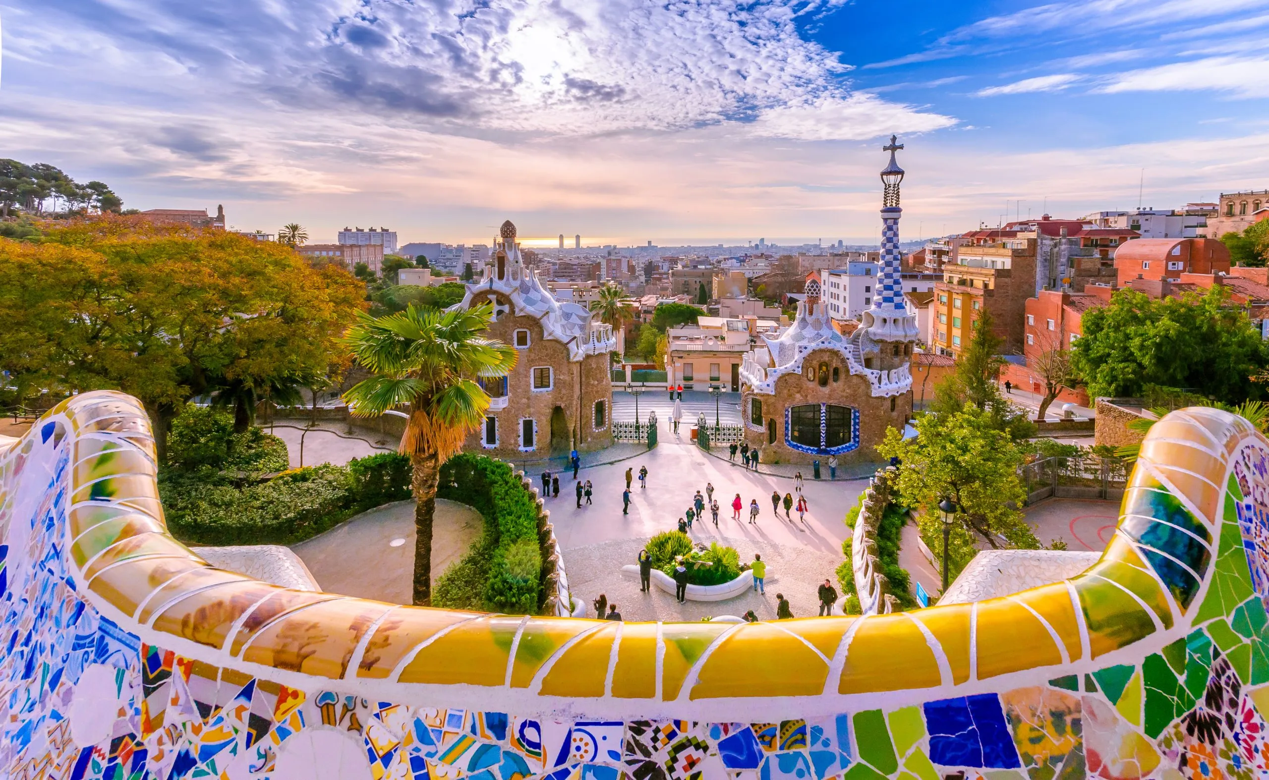 view of park guell in barcelona spain, a top europe bucket list travel destination