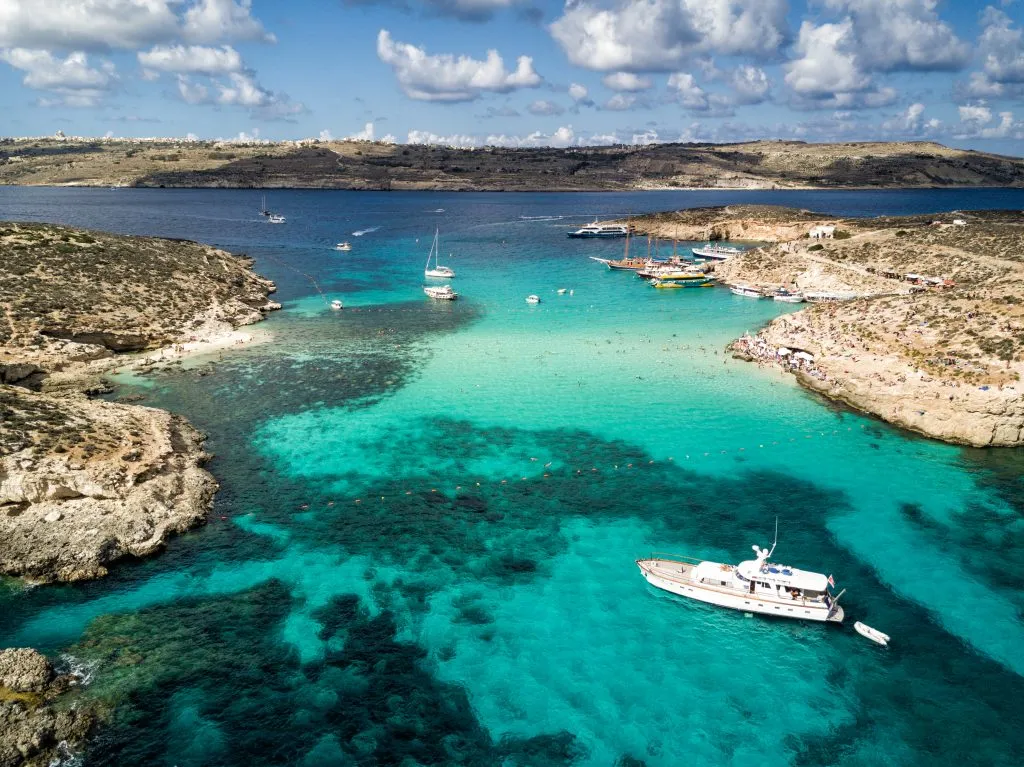 aerial view of blue lagoon malta