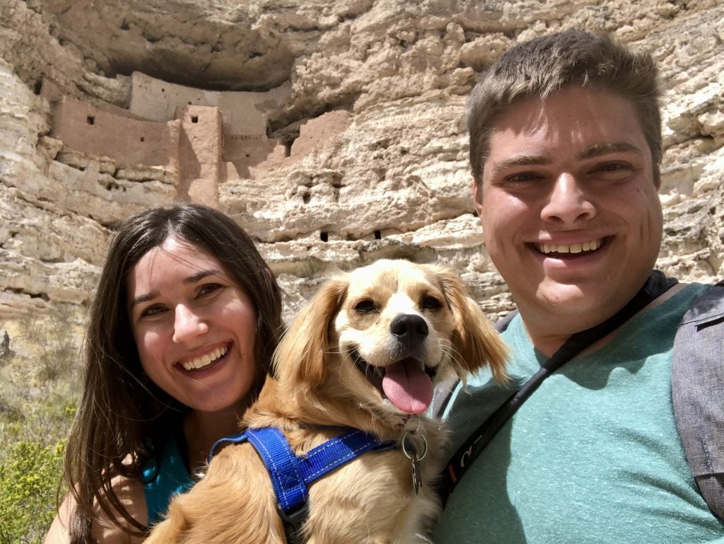 kate storm jeremy storm and ranger storm taking a selfie at montezuma castle national monument