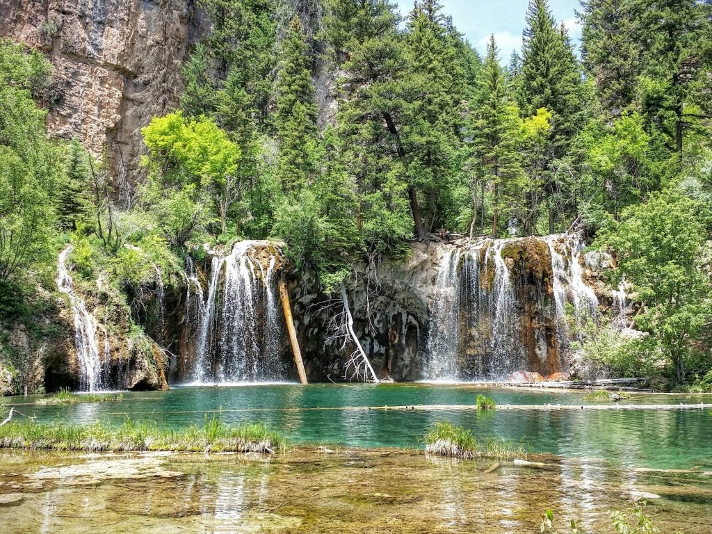 small waterfall at hanging lake at glenwood springs in colorado