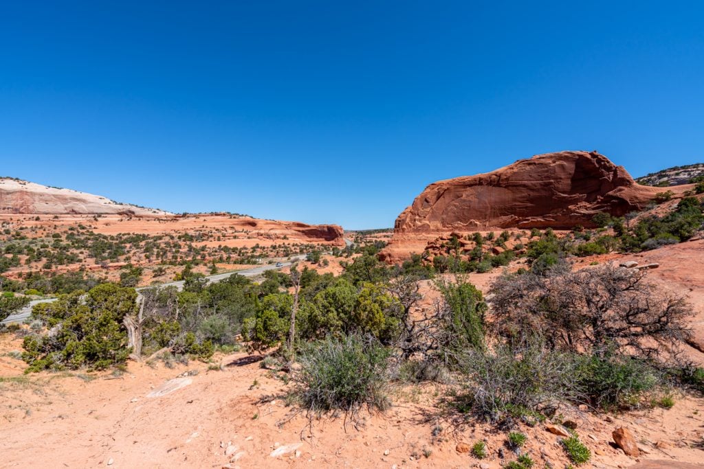 view from hike wilson arch moab