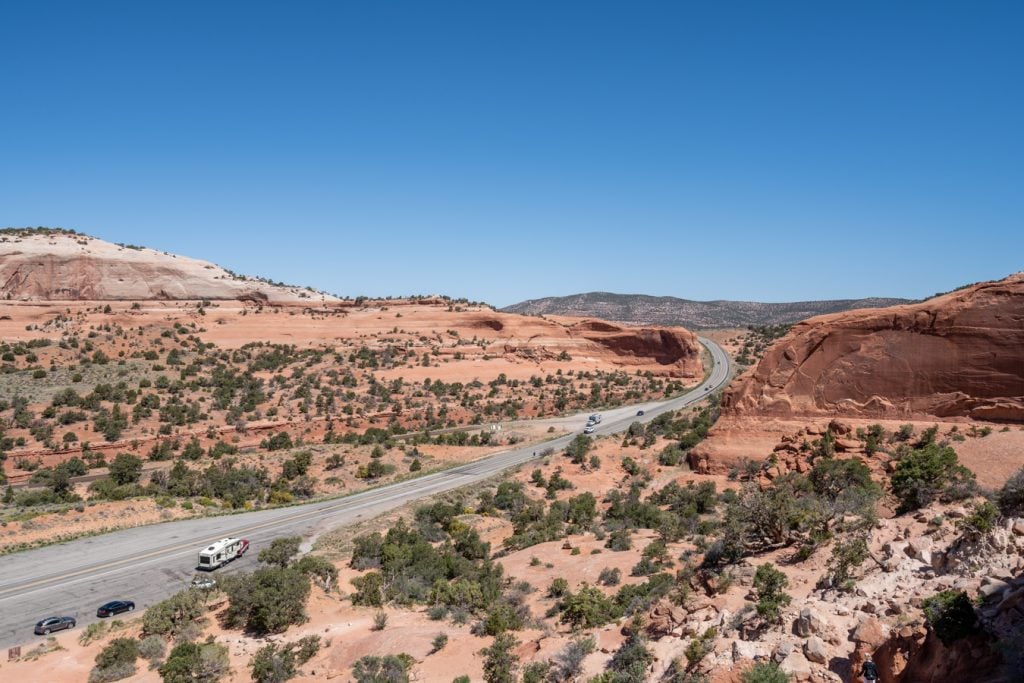 view of us 191 from wilson arch utah
