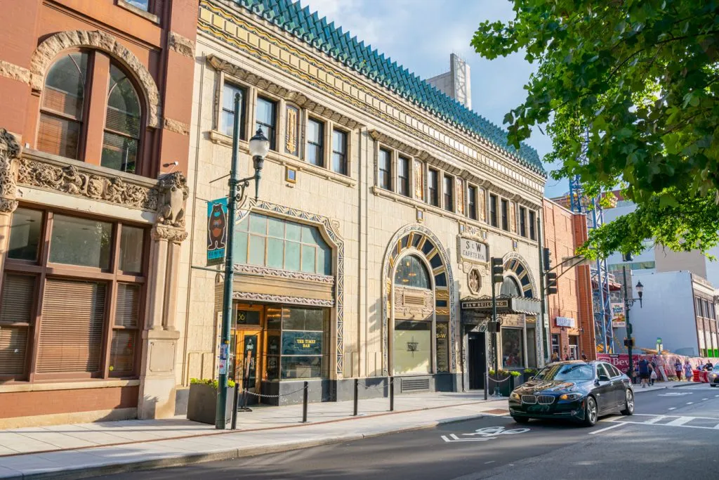 facade of sw building in downtown asheville north carolina