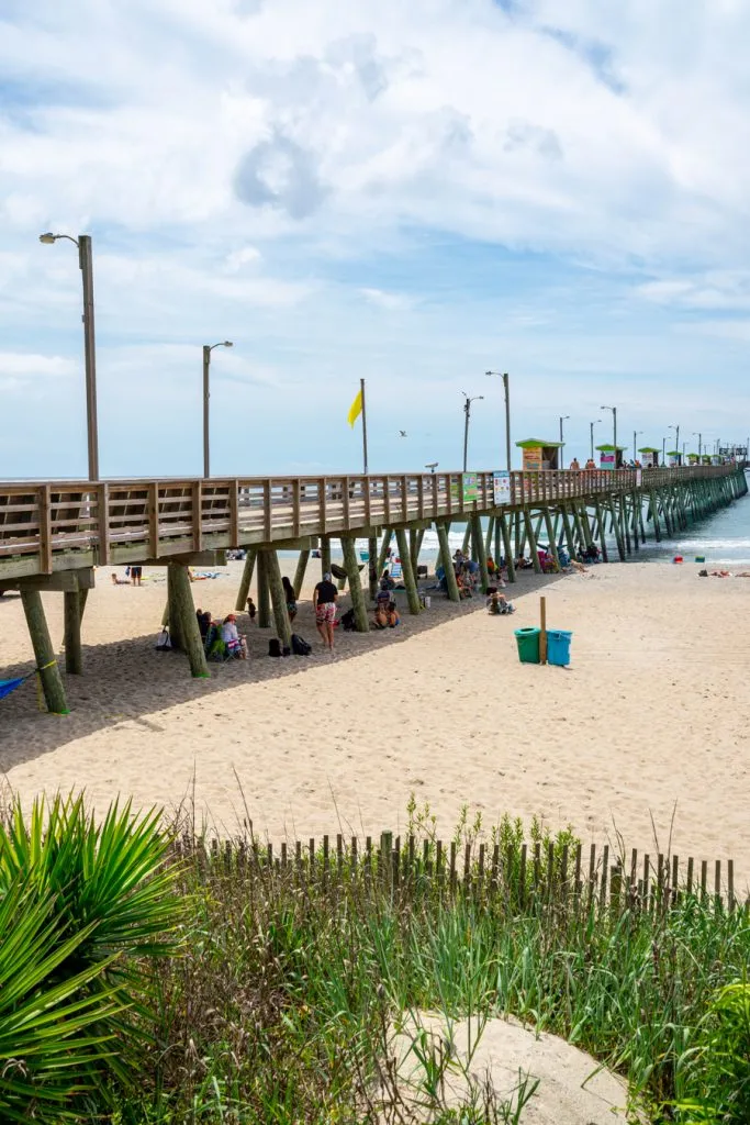 bogue inlet fishing pier emerald isle north carolina as seen from the beach