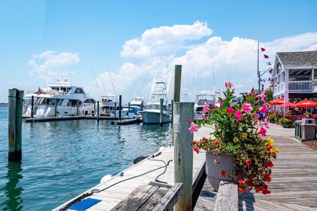 view of harbor and boardwalk in beaufort north carolina
