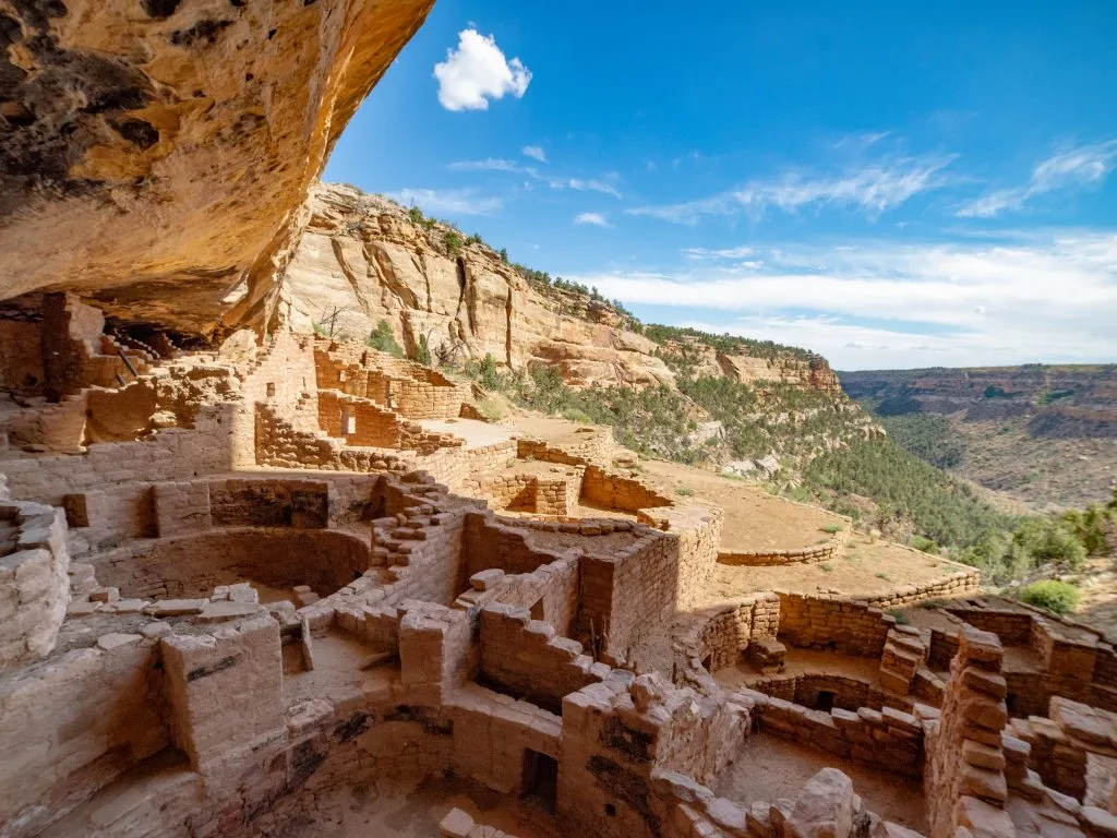 view of cliff dwellings in mesa verde national park from inside the cliff